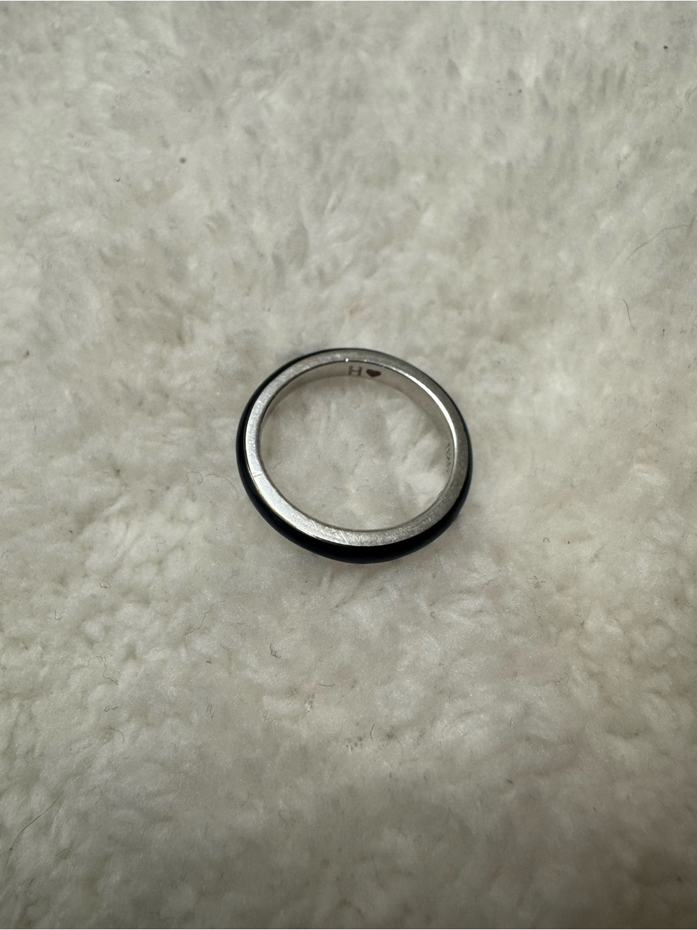 Sterling Silver Black Enamel Ring